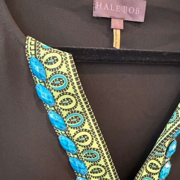 new HALE BOB Beaded Neckline Long Sleeve Black Dress - Picture 2 of 6